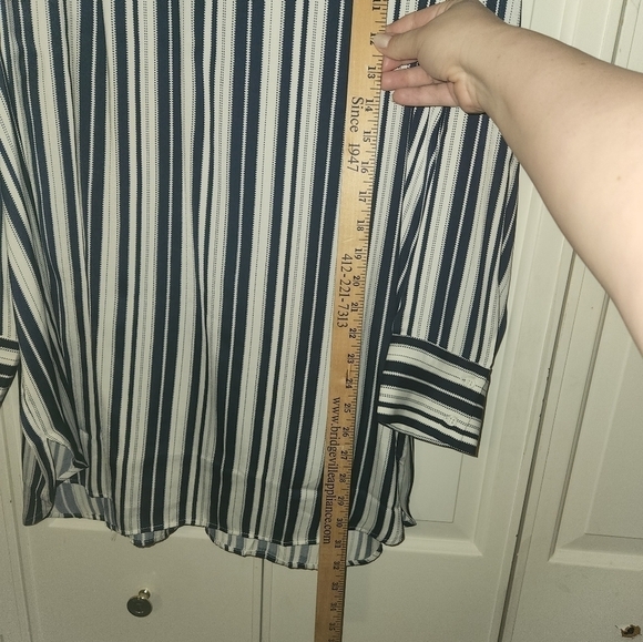 Lemon TART Navy Blue Stripe Tunic Top Size 2X - Picture 4 of 9